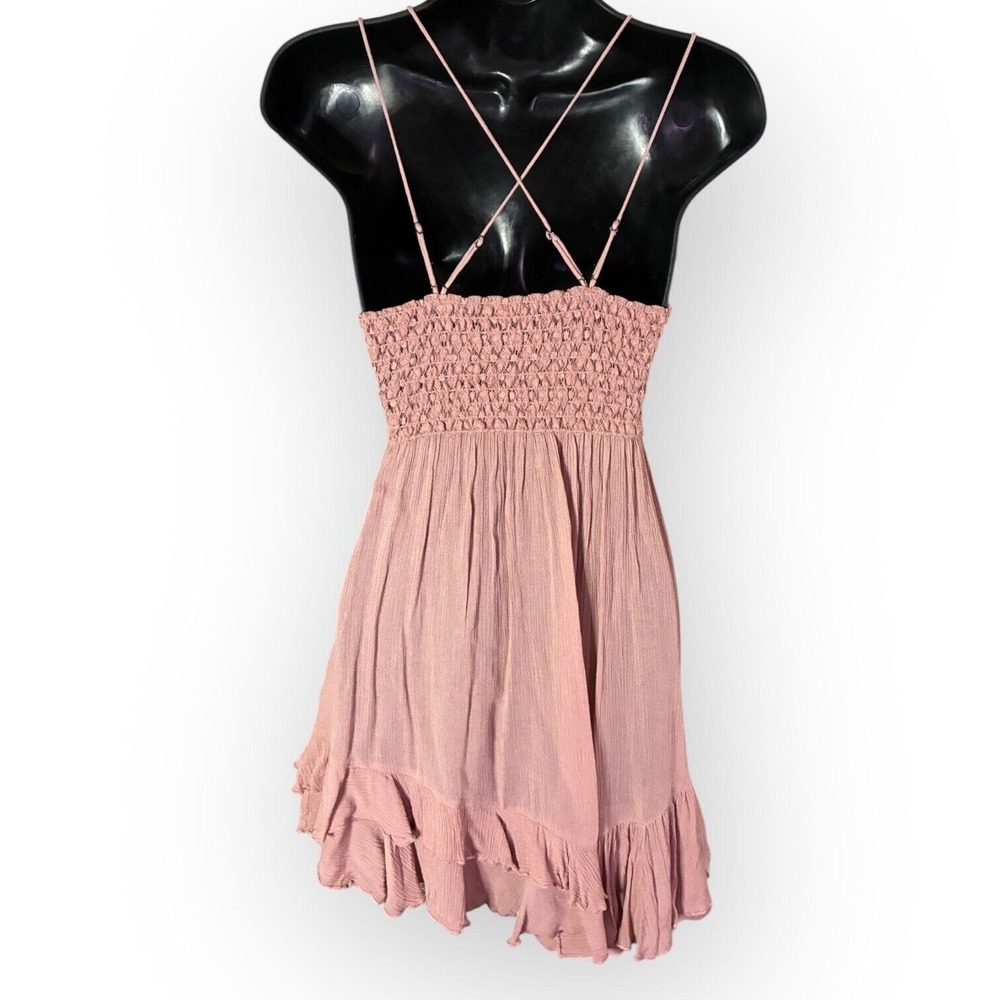 Free People Rose Crochet Adella Slip Sundress Lace Trim Ruffle Hem Sleeveless S - Picture 4 of 6